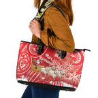 New Zealand Christmas In July Leather Tote Bag Funny Santa Sheep Meri Kirihimete Red