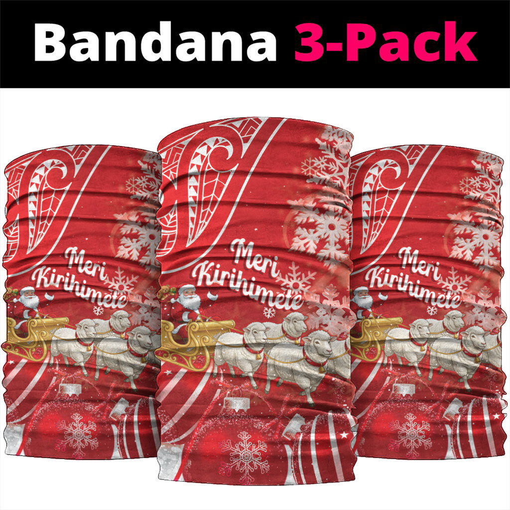 New Zealand Christmas In July Neck Gaiter Funny Santa Sheep Meri Kirihimete Red