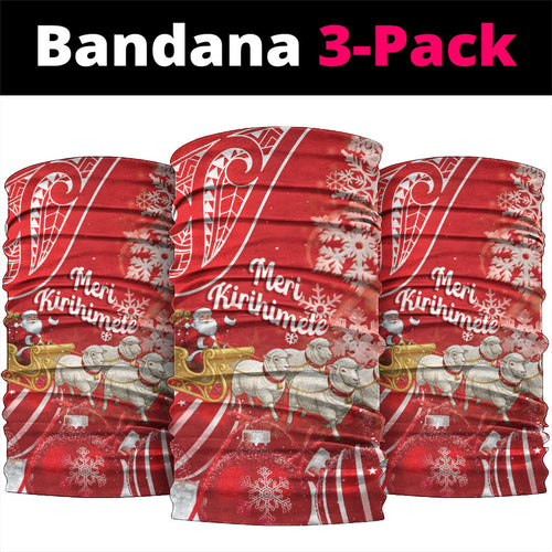 New Zealand Christmas In July Neck Gaiter Funny Santa Sheep Meri Kirihimete Red