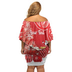 New Zealand Christmas In July Personalised Off Shoulder Short Dress Funny Santa Sheep Meri Kirihimete Red