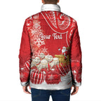 New Zealand Christmas In July Personalised Padded Jacket Funny Santa Sheep Meri Kirihimete Red