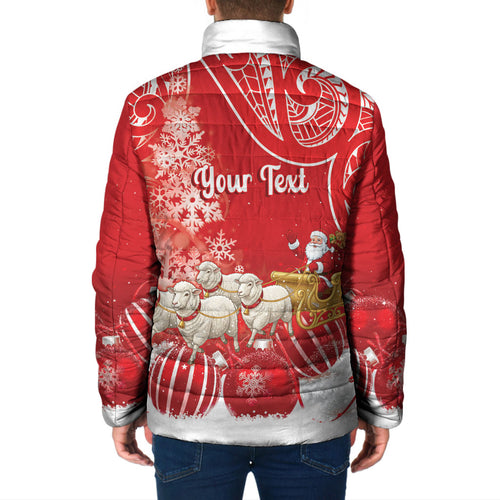 New Zealand Christmas In July Personalised Padded Jacket Funny Santa Sheep Meri Kirihimete Red