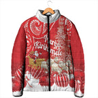 New Zealand Christmas In July Personalised Padded Jacket Funny Santa Sheep Meri Kirihimete Red