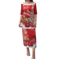 New Zealand Christmas In July Personalised Puletasi Funny Santa Sheep Meri Kirihimete Red