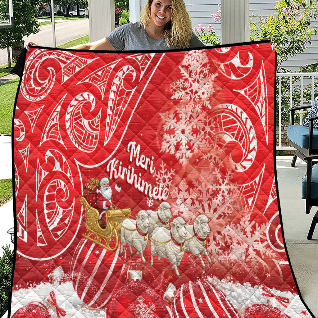 New Zealand Christmas In July Quilt Funny Santa Sheep Meri Kirihimete Red