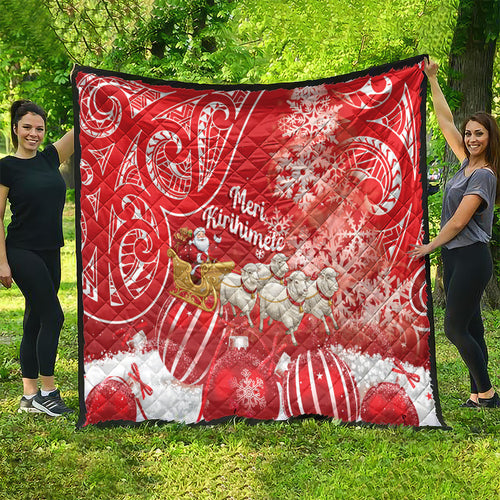 New Zealand Christmas In July Quilt Funny Santa Sheep Meri Kirihimete Red