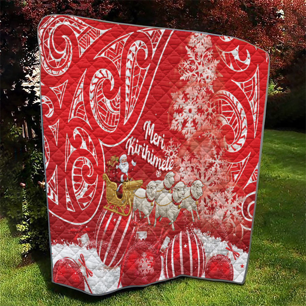 New Zealand Christmas In July Quilt Funny Santa Sheep Meri Kirihimete Red