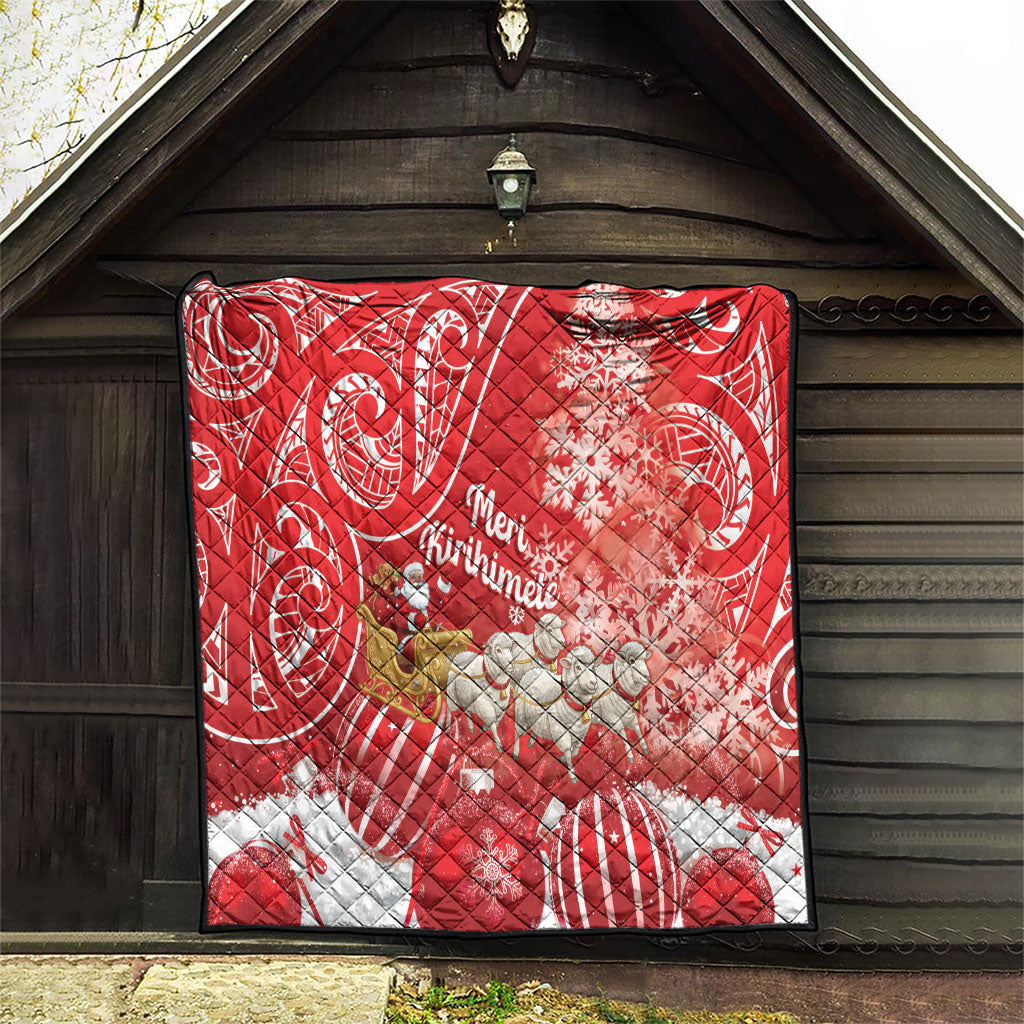 New Zealand Christmas In July Quilt Funny Santa Sheep Meri Kirihimete Red