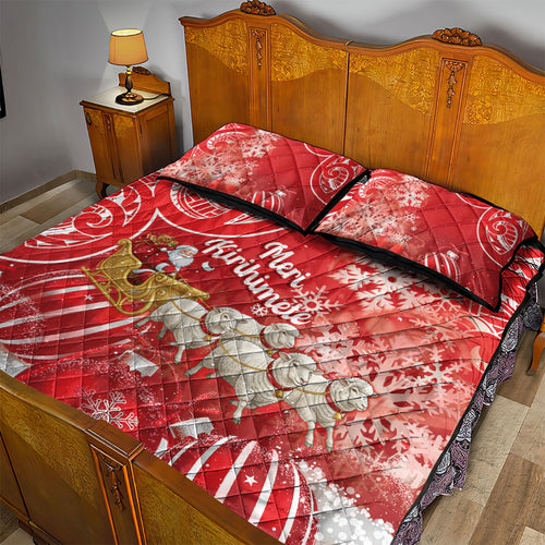 New Zealand Christmas In July Quilt Bed Set Funny Santa Sheep Meri Kirihimete Red
