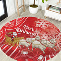 New Zealand Christmas In July Round Carpet Funny Santa Sheep Meri Kirihimete Red