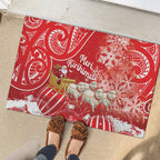 New Zealand Christmas In July Rubber Doormat Funny Santa Sheep Meri Kirihimete Red