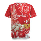 New Zealand Christmas In July Personalised Rugby Jersey Funny Santa Sheep Meri Kirihimete Red