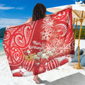 New Zealand Christmas In July Sarong Funny Santa Sheep Meri Kirihimete Red