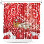 New Zealand Christmas In July Shower Curtain Funny Santa Sheep Meri Kirihimete Red