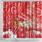 New Zealand Christmas In July Shower Curtain Funny Santa Sheep Meri Kirihimete Red