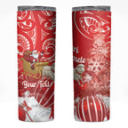 New Zealand Christmas In July Personalised Skinny Tumbler Funny Santa Sheep Meri Kirihimete Red