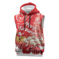 New Zealand Christmas In July Personalised Sleeveless Hoodie Funny Santa Sheep Meri Kirihimete Red