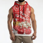 New Zealand Christmas In July Personalised Sleeveless Hoodie Funny Santa Sheep Meri Kirihimete Red