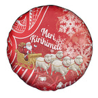 New Zealand Christmas In July Spare Tire Cover Funny Santa Sheep Meri Kirihimete Red