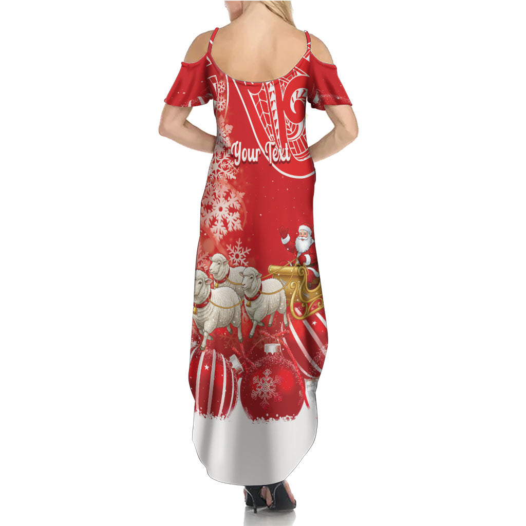 New Zealand Christmas In July Personalised Summer Maxi Dress Funny Santa Sheep Meri Kirihimete Red