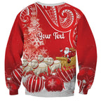 New Zealand Christmas In July Personalised Sweatshirt Funny Santa Sheep Meri Kirihimete Red
