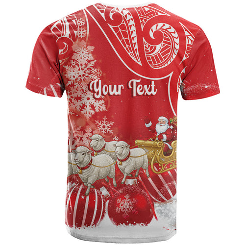 New Zealand Christmas In July Personalised T Shirt Funny Santa Sheep Meri Kirihimete Red