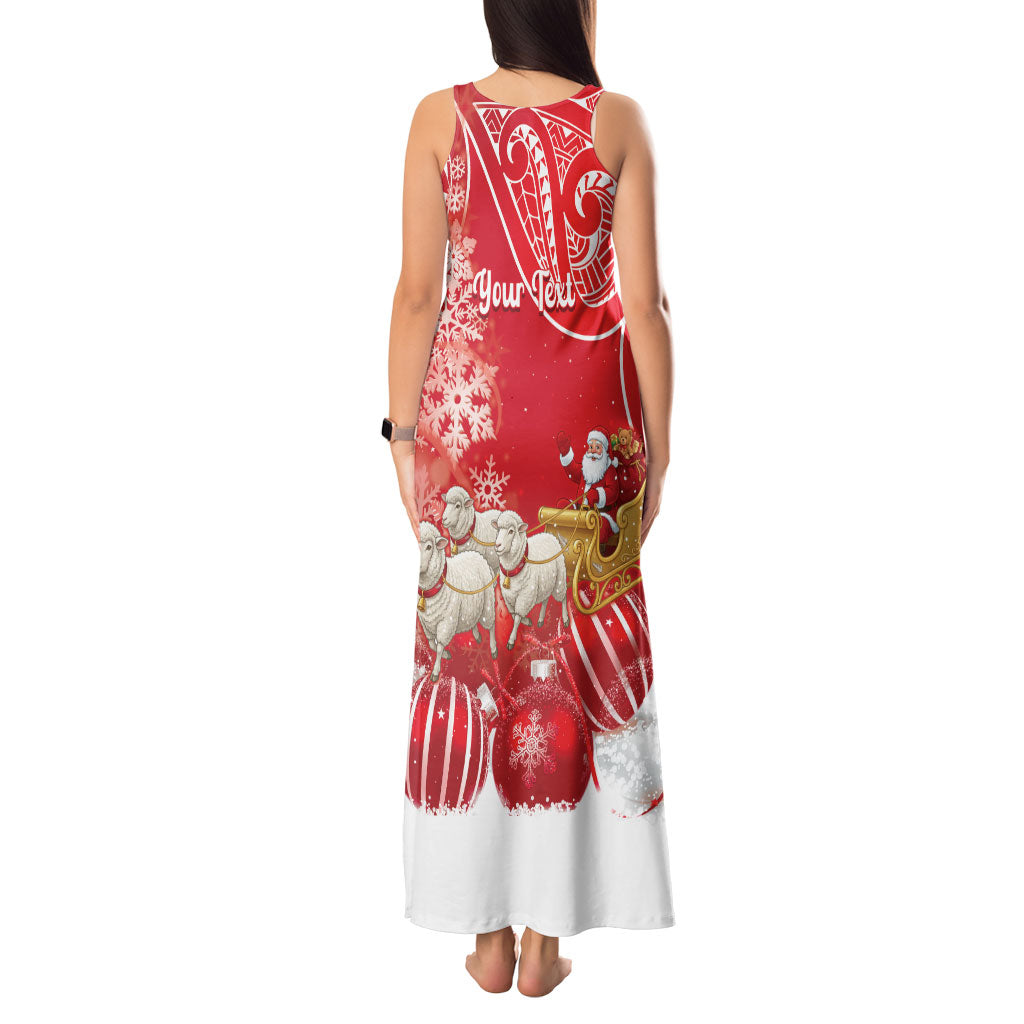 New Zealand Christmas In July Personalised Tank Maxi Dress Funny Santa Sheep Meri Kirihimete Red
