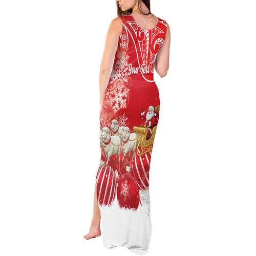 New Zealand Christmas In July Personalised Tank Maxi Dress Funny Santa Sheep Meri Kirihimete Red