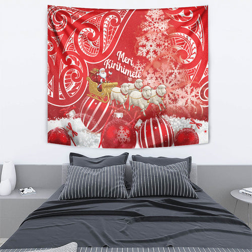 New Zealand Christmas In July Tapestry Funny Santa Sheep Meri Kirihimete Red