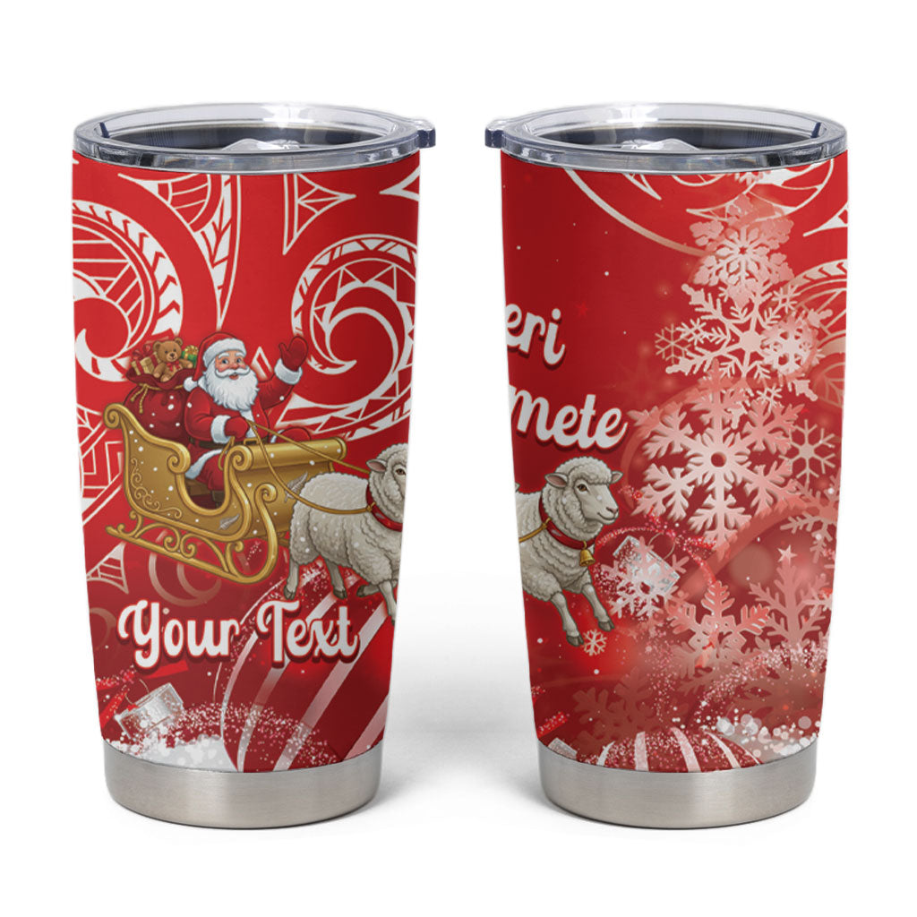 New Zealand Christmas In July Personalised Tumbler Cup Funny Santa Sheep Meri Kirihimete Red