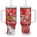 New Zealand Christmas In July Personalised Tumbler With Handle Funny Santa Sheep Meri Kirihimete Red