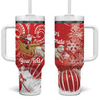 New Zealand Christmas In July Personalised Tumbler With Handle Funny Santa Sheep Meri Kirihimete Red