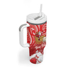 New Zealand Christmas In July Personalised Tumbler With Handle Funny Santa Sheep Meri Kirihimete Red