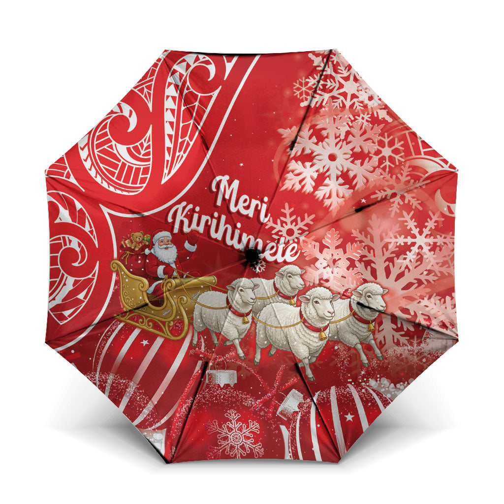 New Zealand Christmas In July Umbrella Funny Santa Sheep Meri Kirihimete Red