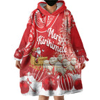 New Zealand Christmas In July Personalised Wearable Blanket Hoodie Funny Santa Sheep Meri Kirihimete Red