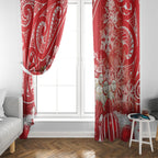 New Zealand Christmas In July Window Curtain Funny Santa Sheep Meri Kirihimete Red
