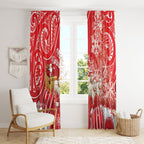 New Zealand Christmas In July Window Curtain Funny Santa Sheep Meri Kirihimete Red