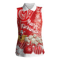 New Zealand Christmas In July Personalised Women Sleeveless Polo Shirt Funny Santa Sheep Meri Kirihimete Red
