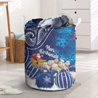 New Zealand Christmas In July Laundry Basket Funny Santa Sheep Meri Kirihimete Blue