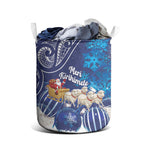 New Zealand Christmas In July Laundry Basket Funny Santa Sheep Meri Kirihimete Blue