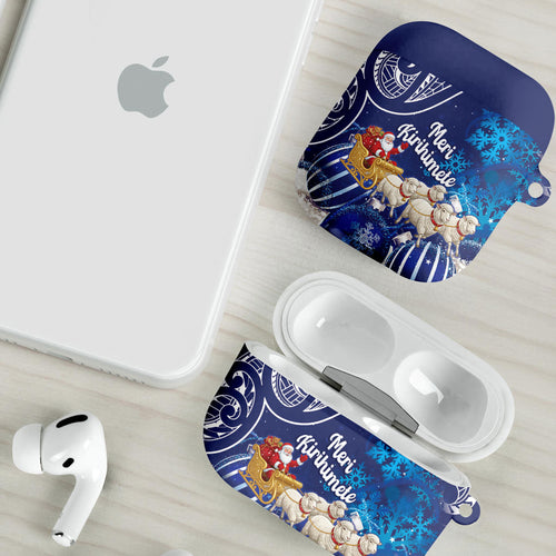New Zealand Christmas In July AirPods Case Funny Santa Sheep Meri Kirihimete Blue