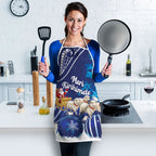 New Zealand Christmas In July Apron Funny Santa Sheep Meri Kirihimete Blue