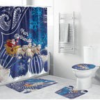 New Zealand Christmas In July Bathroom Set Funny Santa Sheep Meri Kirihimete Blue