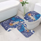 New Zealand Christmas In July Bathroom Set Funny Santa Sheep Meri Kirihimete Blue