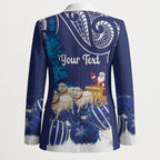 New Zealand Christmas In July Personalised Blazer Funny Santa Sheep Meri Kirihimete Blue