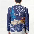 New Zealand Christmas In July Personalised Blazer Funny Santa Sheep Meri Kirihimete Blue