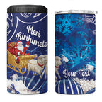 New Zealand Christmas In July Personalised 4 in 1 Can Cooler Tumbler Funny Santa Sheep Meri Kirihimete Blue