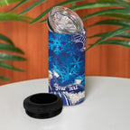 New Zealand Christmas In July Personalised 4 in 1 Can Cooler Tumbler Funny Santa Sheep Meri Kirihimete Blue