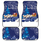 New Zealand Christmas In July Personalised Car Mats Funny Santa Sheep Meri Kirihimete Blue