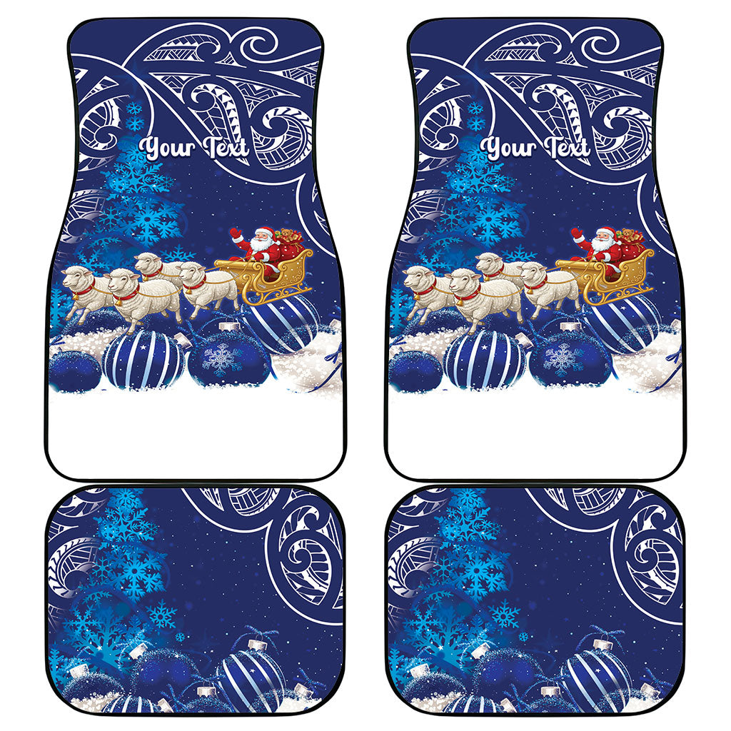 New Zealand Christmas In July Personalised Car Mats Funny Santa Sheep Meri Kirihimete Blue